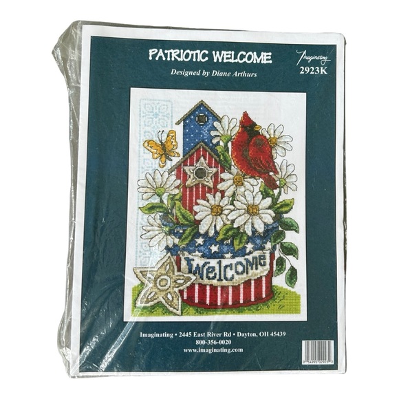 Imaginating Patriotic Welcome Counted Cross Stitch 2923K Bird Floral INC… - Picture 1 of 5